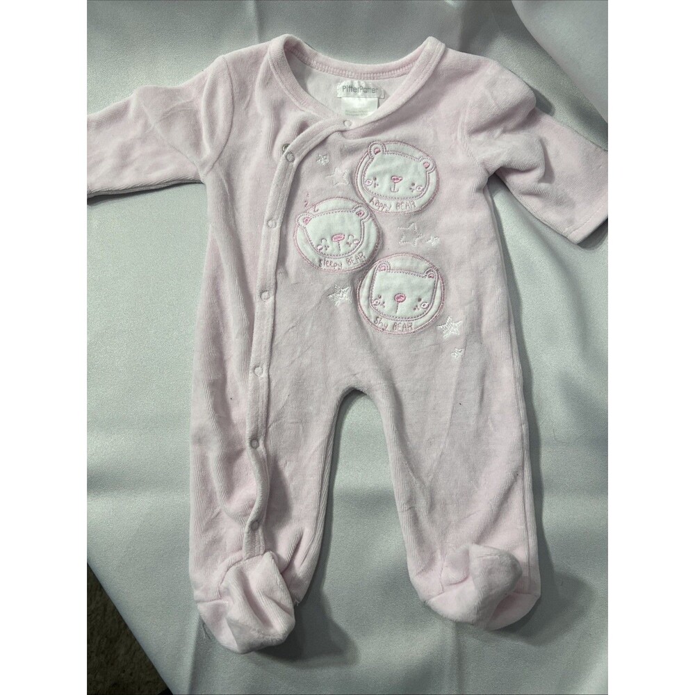 Vintage Pitter Patter Pink‎ Baby Footed One Piece  sz 0-3 Months